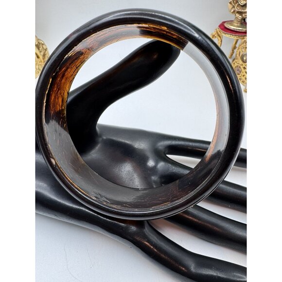 Vintage Lucite Bracelet Bangle Amber and Rootbeer Marble 8.1/4” - Picture 7 of 10
